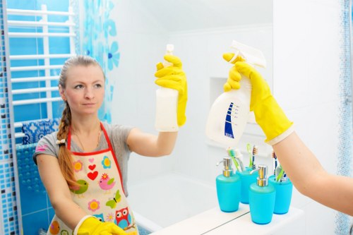 Cleaning a shared staircase and entrance hall in an Islington residential block
