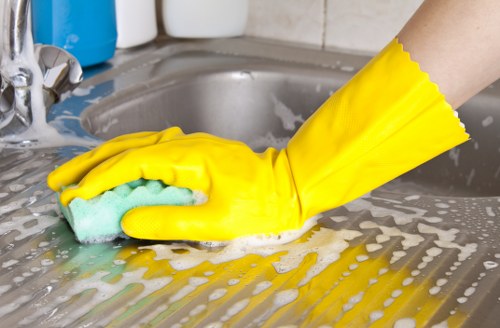 Local commercial cleaners handling washroom and kitchen areas