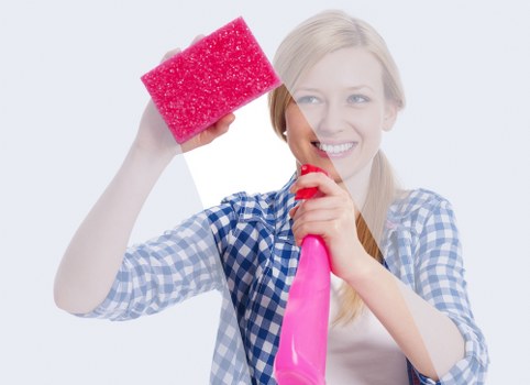 Cleaner maintaining a kitchen during regular cleaning in Islington